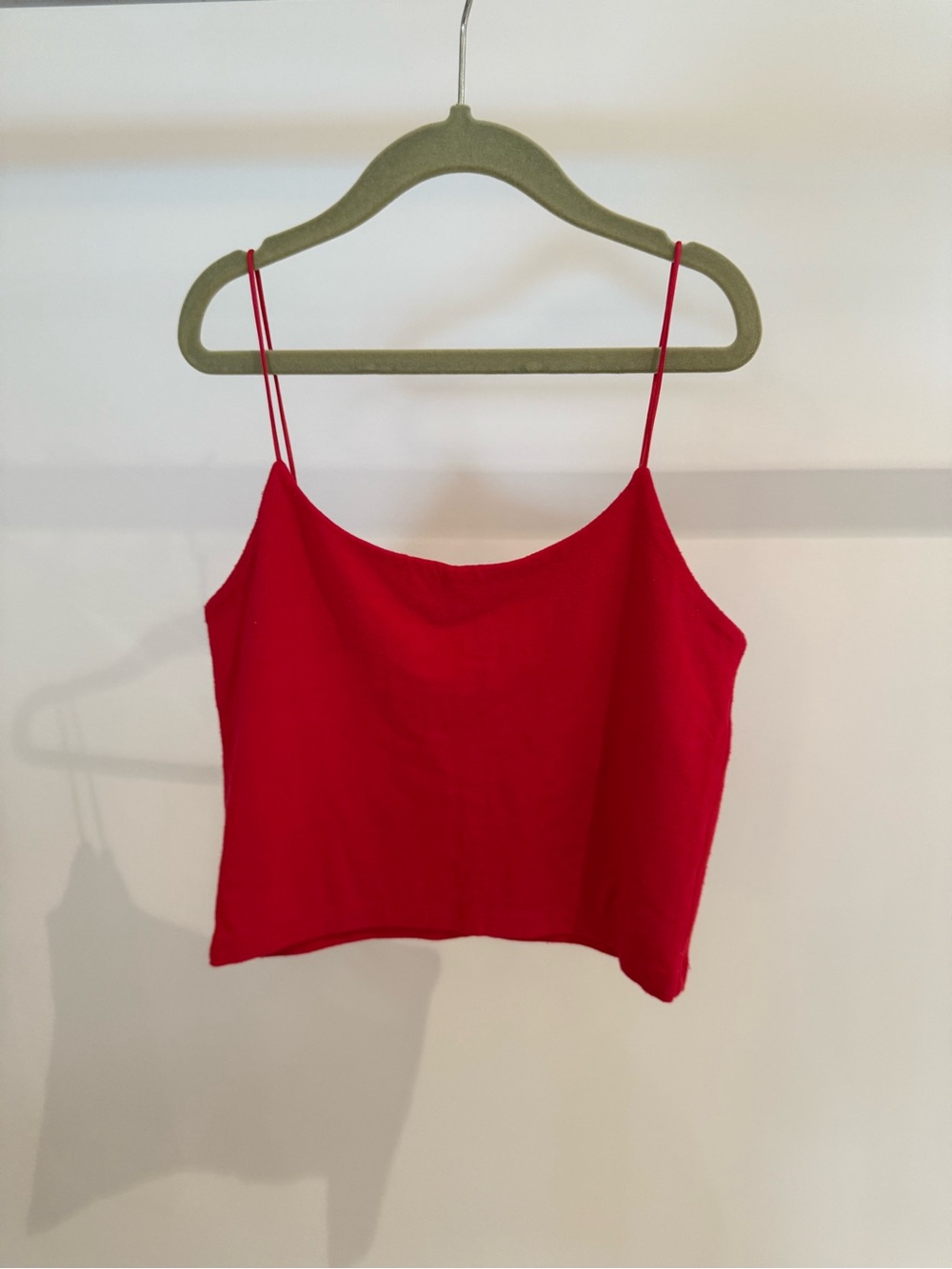 Aritzia Red Spaghetti Strap Cropped Tank